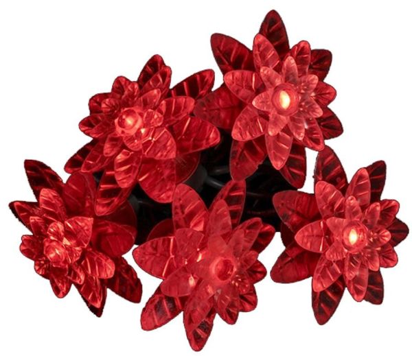 Kurt Adler 25-Light LED Red Petal Reflector Light Set