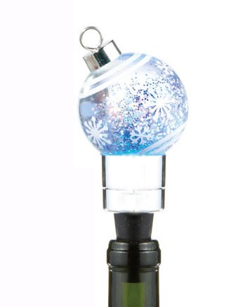 Illuminated Christmas Ornament Snow Globe Wine Stopper