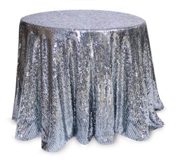 Silver Sequined Round Christmas Holiday Tablecloths