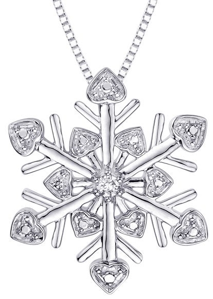 Cubic Zirconia ''Snow Flake'' Pendant with Chain
