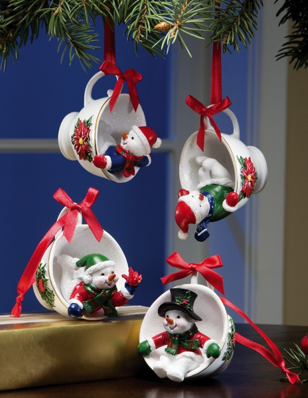 Snowman Pals Holiday Teacup Ornament Set