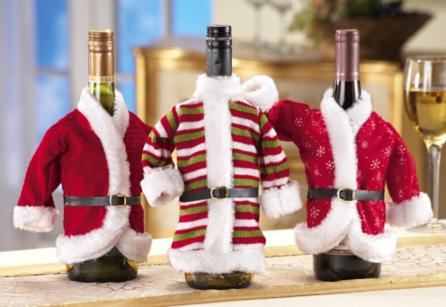 Decorative Christmas Holiday Wine Bottle Jacket Covers 