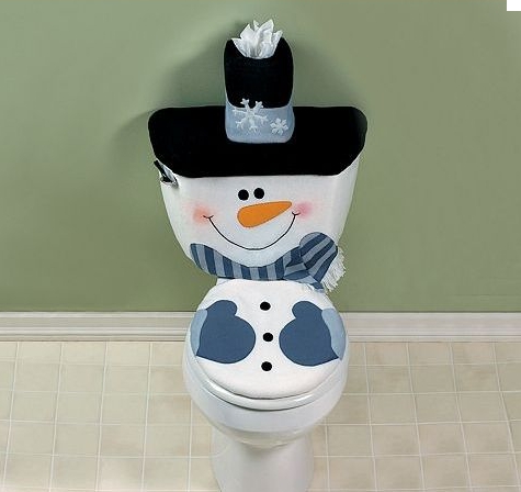 Snowman Toilet Cover SET Christmas Winter Bathroom Decor Seasonal