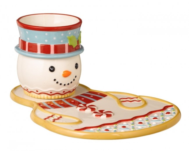  Tidings Snowman Plate and Cocoa Cup Set