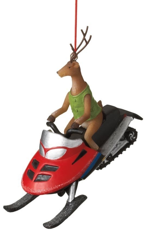 Deer on a Snowmobile Ornament 