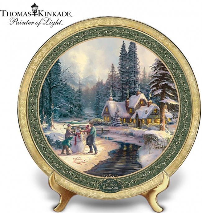 Thomas Kinkade Annual 2012 Holiday Collector Plate: At Winter's Glen