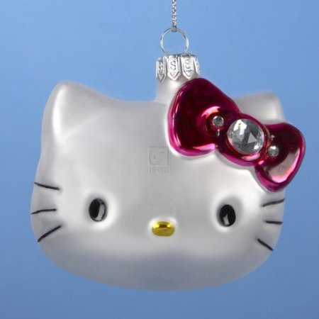 Sanrio Hello Kitty Head Glass Christmas Ornament