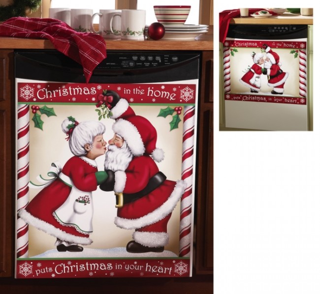 Kissing Santa Decorative Christmas Dishwasher Cover Magnet