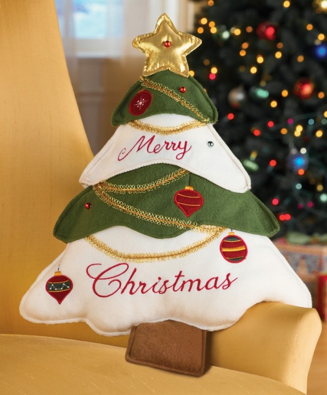 Merry Christmas Tree Accent Pillow