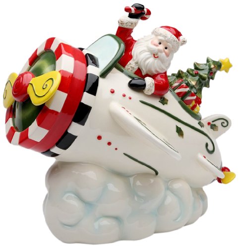 Santa in Airplane Cookie Jar