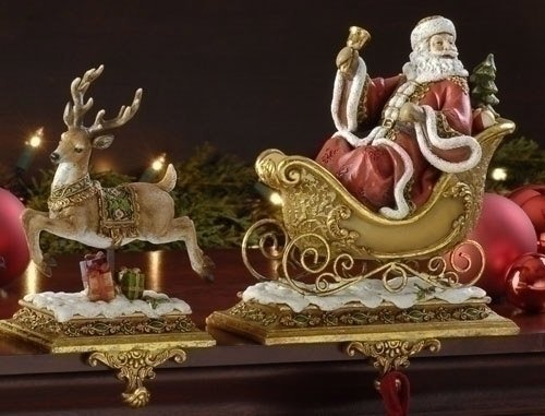 Studio Santa Claus and Reindeer Christmas Stocking Holders
