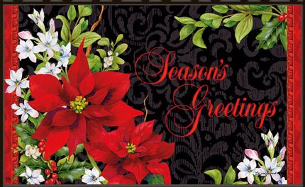 Holiday Floral Poinsettia Doormat