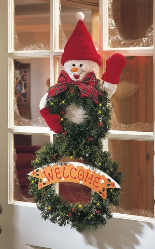 Lighted Musical Welcome Snowman Holiday Wreath