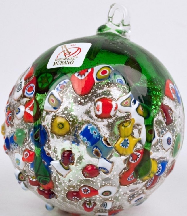 Murano Glass Christmas Ornament with Murrina Fantasia