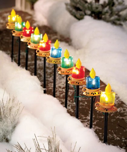 10 Multi Color Candle Path Lights Holiday Decor