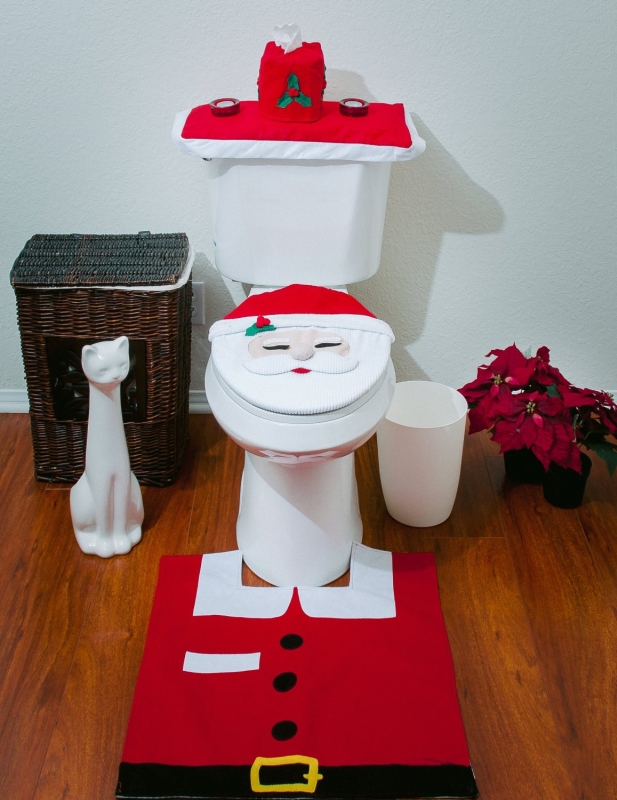 Christmas Bathroom Toilet Cover and Rug Set
