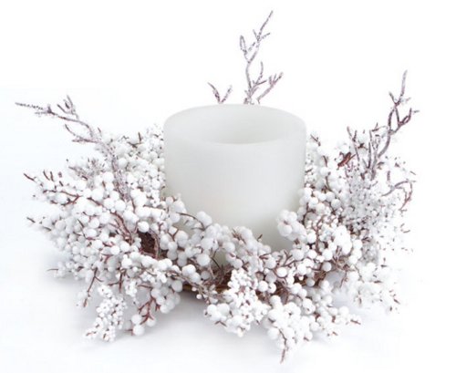 Christmas Pillar Candle Centerpieces with Snow  White Berries
