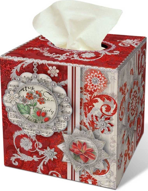 Christmas Silver Shimmer Tissue Box Cover