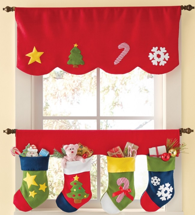 Christmas Stocking Window Curtains