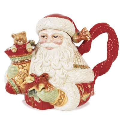 Damask Holiday Santa Teapot