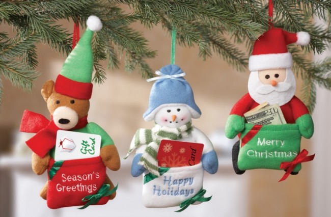 Gift Card Holder Christmas Ornaments Set of 3