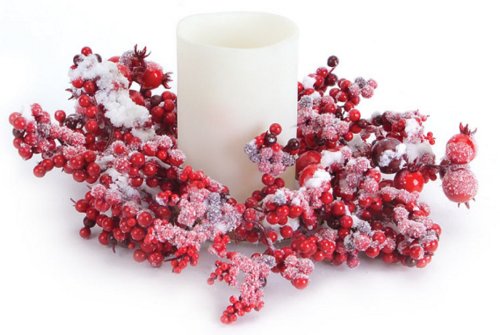 Red Mixed Berry Christmas Pillar Candle Rings