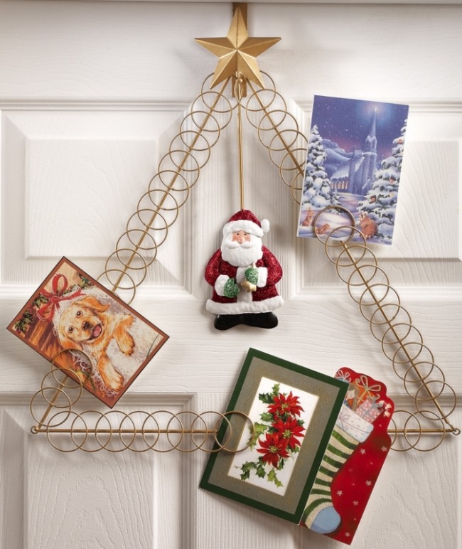 Santa Claus Over The Door Holiday Tree Card Holder