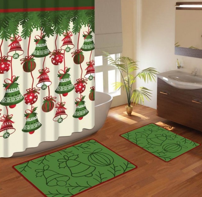 Christmas Bell Decoration Gift Shower Curtains