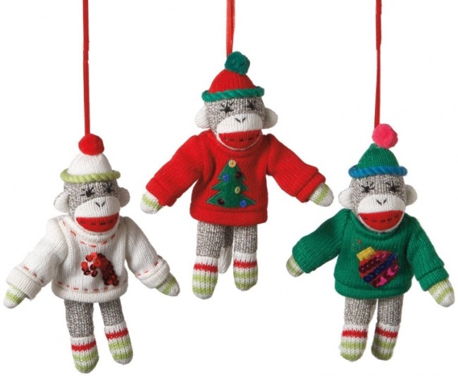 Christmas Sweater Sock Monkey Ornament