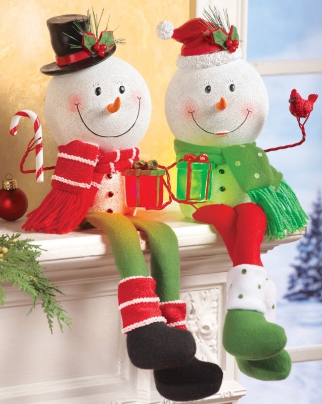 Lighted Snowman Shelf Sitter Holiday Decoration Boy