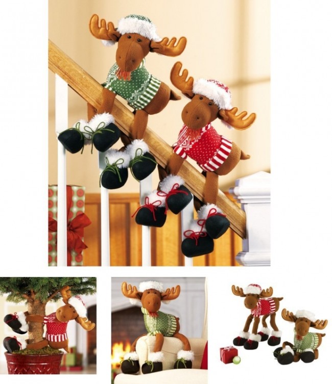 Poseable Moose Holiday Railing Clinger Decoration