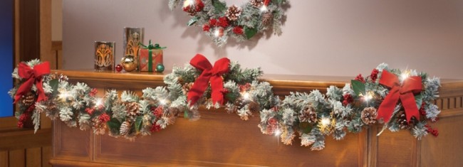 72 Lighted Holiday Frosted Pine Garland Decoration