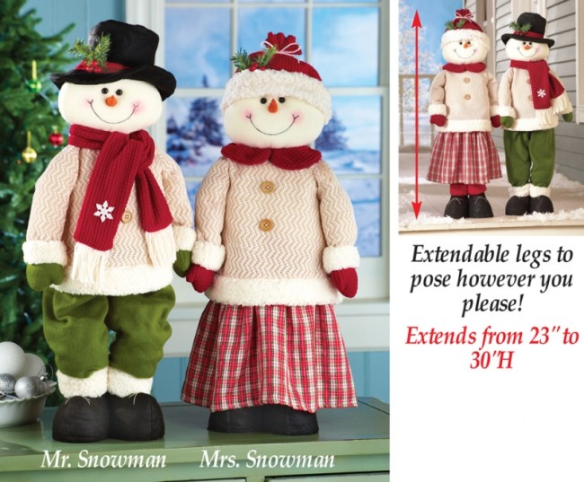 Standing Snowman Couple with Extendable Legs