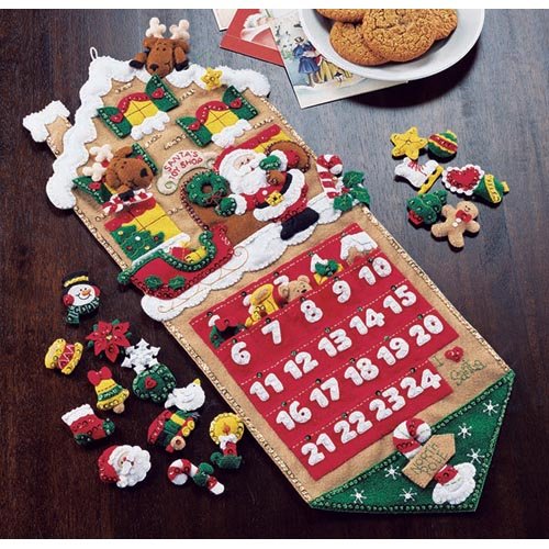 Plaid Santas Toy Shop Felt Applique Advent Calendar Kit