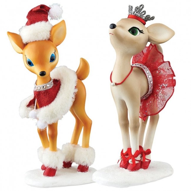 Jolly Reindeer Confident Vixen And Elegant Dancer Christmas Figures