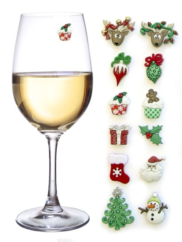 Christmas Magnetic Wine Glass Charms & Markers