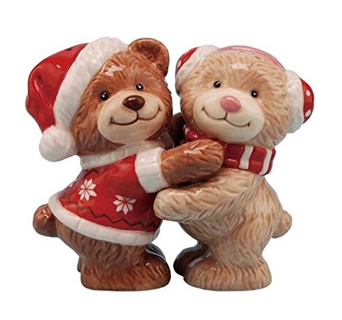 Teddy Bears Hugging Ceramic Magnetic Salt and Pepper Shakers