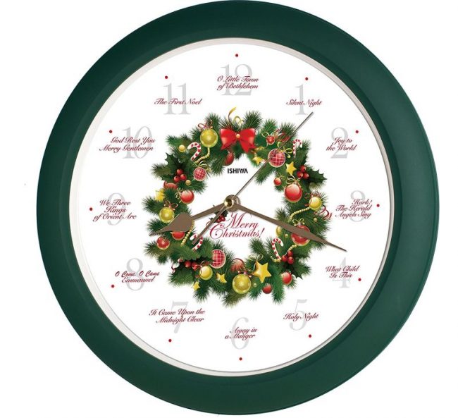 elegant-collection-14-inch-12-song-of-carols-of-christmas-wreath-wall-clock