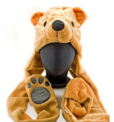 Bear Plush Hat with Scarve Glove Animal
