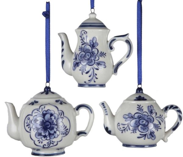 Porcelain Delft Blue Teapot Ornament