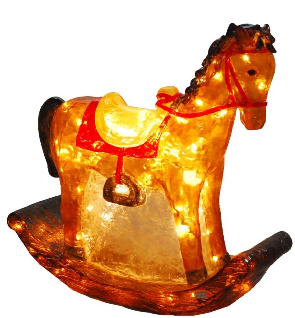 Illuminated Fiberglass 23-1/2-Inch Rocking Horse