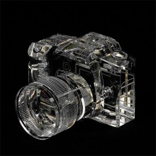 Fotodiox Crystal DSLR Camera, 2/3 Size Replica (Canon EOS 7D with Zoom Lens), Paperweight, Book Shelf, Bookends