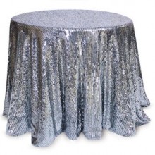 Silver Sequined Round Christmas Holiday Tablecloths
