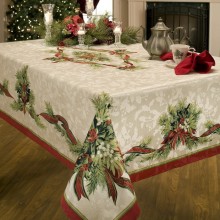 Christmas Ribbons Engineered Printed Tablecloth
