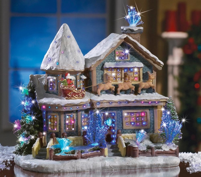 Holiday Fiber Optic Victorian House Figurine