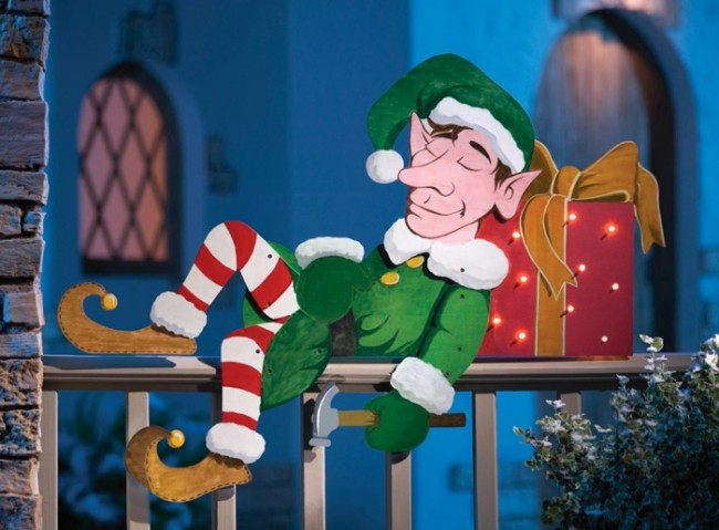 Snoozin' Elf Outdoor Christmas Decoration