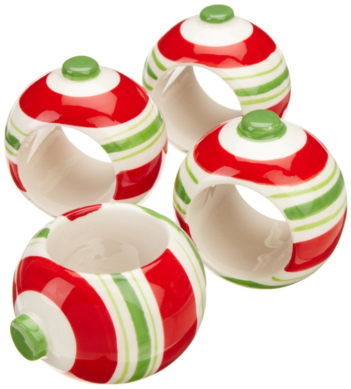Tree Holiday Ornament Ceramic Napkin Rings