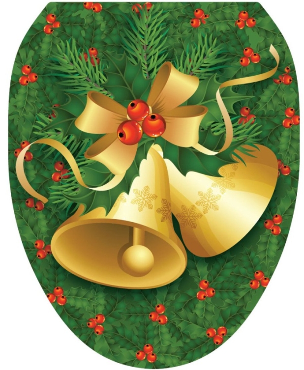 Christmas Bells Decorative Applique For Toilet Lid,