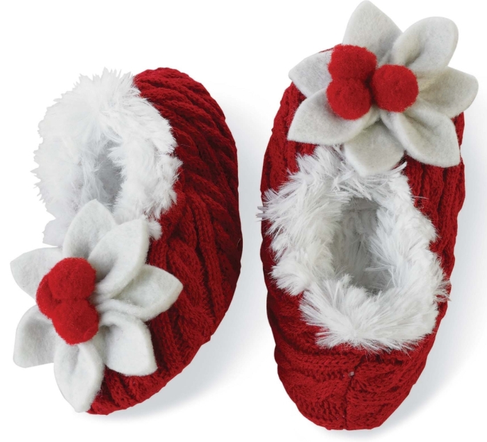 Baby-girls Infant Poinsettia Baby Slipper