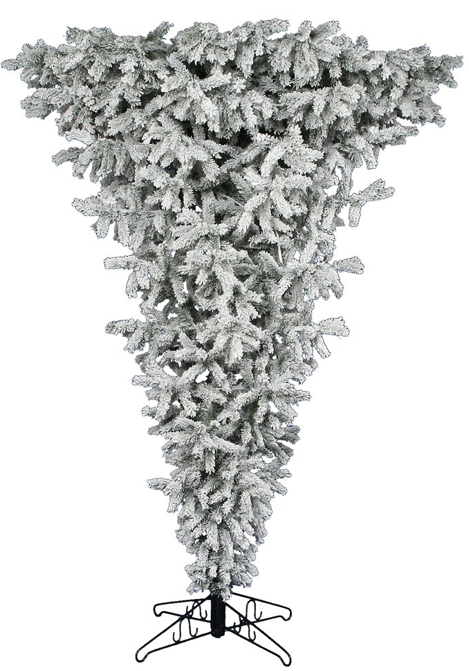7.5' Heavy Flocked Upside Down Christmas Tree